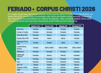 Prefeitura de Guarulhos informa sobre o funcionamento dos serviços municipais no feriado de Corpus Christi